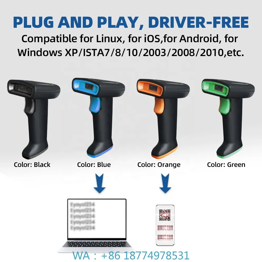 Фото r Plug-and-Play инвентарная бирка для супермаркета, логистики, склада, USB-интерфейс, проводной портативный 1D 2D сканер штрих-кода №1
