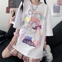 gothic clothes loose women t shirts harajuku style print anime short sleeve tshirt streetwear female woman clothes e girl tops