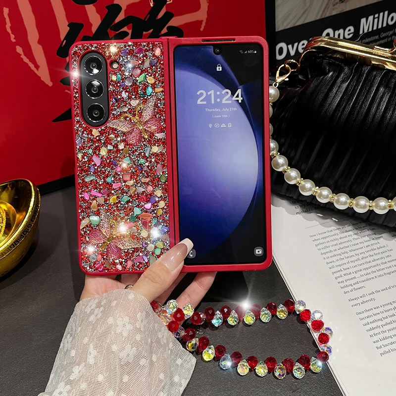 Для Samsung Galaxy Z Fold 3 4 5 6 роскошный милый женский чехол с бриллиантами камнем
