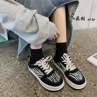 zebra canvas sneakers autumn 2022 fashion new patchwork women sneakers students daily wear all match vintage female shoes