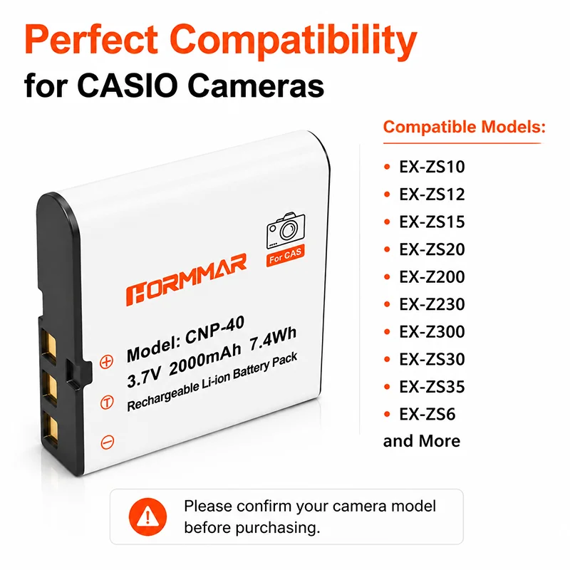 Фото Аккумулятор CNP-40 емкостью 2000 мАч для цифровых камер Casio EX-ZS10 EX-ZS12 EX-ZS15 EX-ZS20 EX-Z200, запасной перезаряжаемый аккумулятор для винтажных CCD-камер №3
