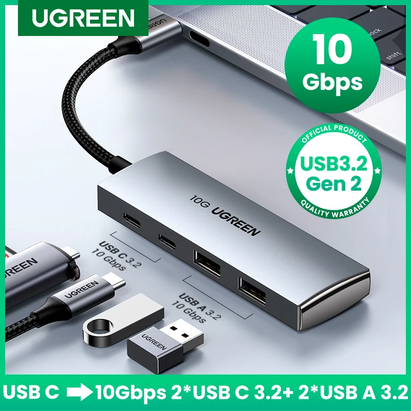 UGREEN USB C концентратор 10Gbps Type-C 3,2 Gen2 USB сплиттер USB C USB концентратор 4 USB порта 3,2 для MacBook Pro Air Type C многопортовый адаптер