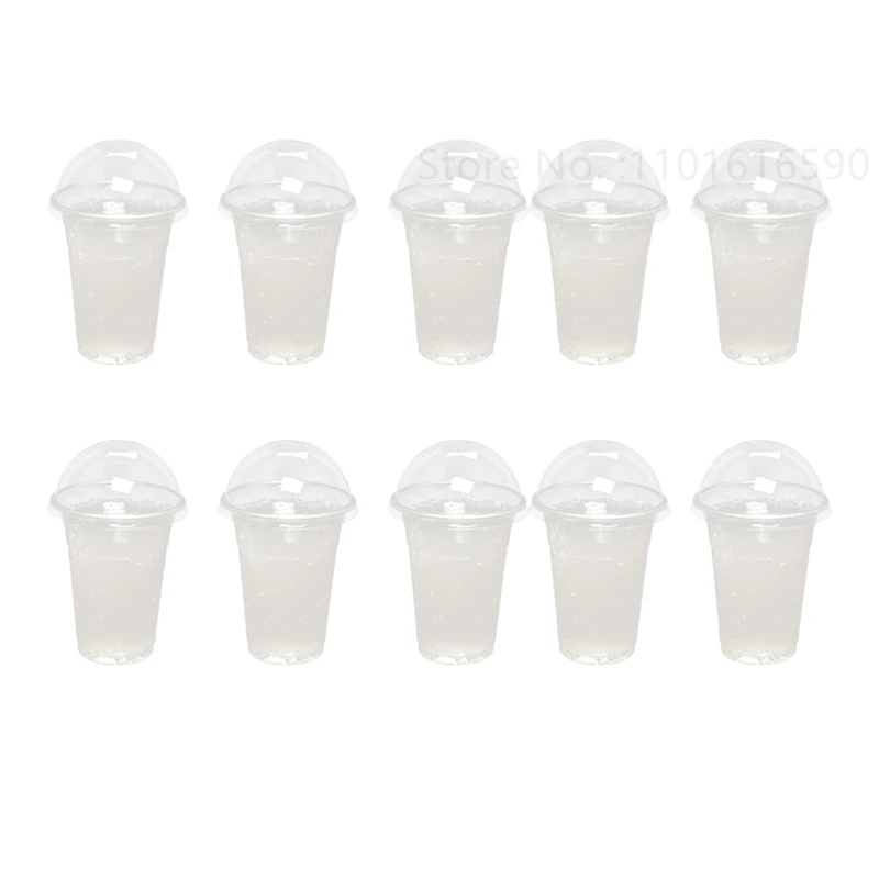 

100Pcs 380ml Disposable Clear Plastic Cups with a Hole Dome Lids for Tea Fruit Juice Milk Tea transparent juice cup with Covers