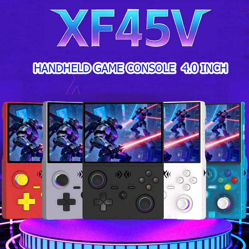 Фото Ретро портативная игровая консоль с IPS-экраном 4,5 дюйма, чипом RK3326, RGB-подсветкой, Wi-Fi, аккумулятором 4000 мАч, 30+ эмуляторами, портативный карманный видеоплеер №1