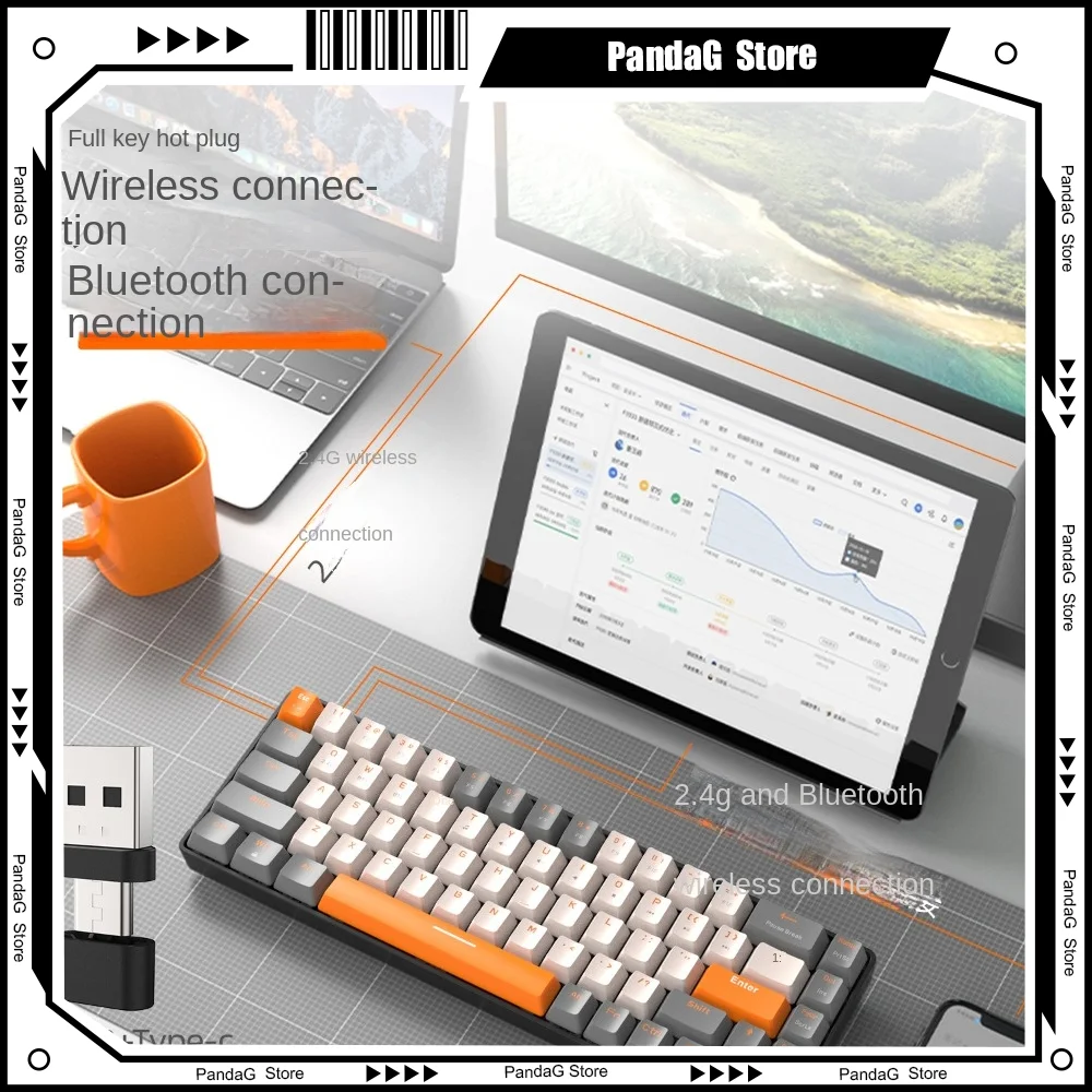 FreeWolf K68 Bluetooth Беспроводная Двухрежимная механическая клавиатура