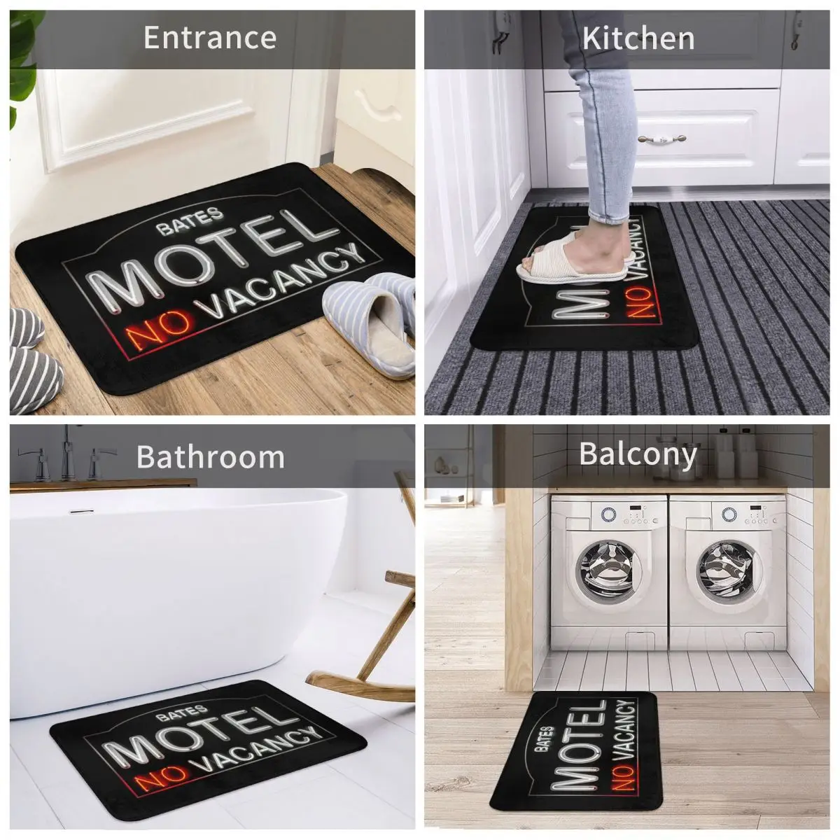 

Дверной коврик Bates вывеска мотеля Decor 3D, ковер, коврик для ванной, нескользящий вход в гостиную, домашний фон для ванной комнаты, туалета