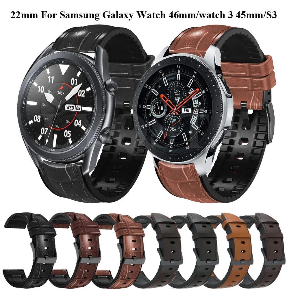 

Ремешок для часов Samsung Galaxy Watch 46 мм, силиконовый браслет из натуральной кожи для наручных часов Gear S3 Frontier Watch 3 45 мм, 22 мм