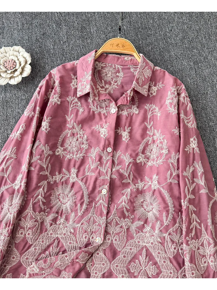 Женская весенняя рубашка корейская версия винтажная модная с воротником-поло и