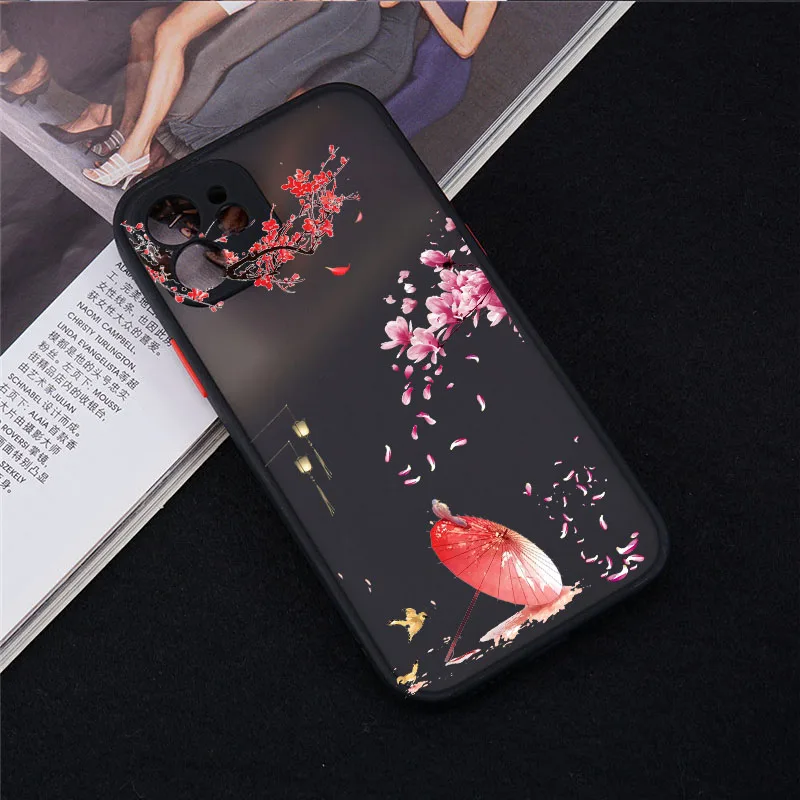 Прозрачный чехол для телефона в китайском стиле с цветами iPhone 11 12 13 XS Pro MAX Mini X XR SE20
