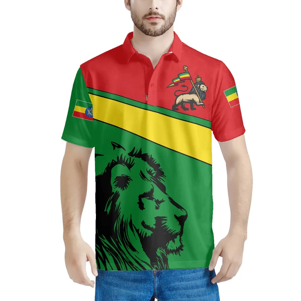 

2022 New Listing Men's POLO Shirt Africa Ethiopia Printing T-Shirt Casual Style Summer Lapels Short Sleeve Sports Beach T-Shirt