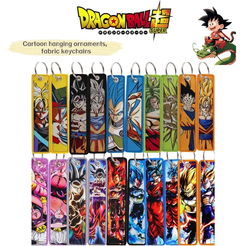 Фото Брелок-шнурок с тканой этикеткой по мотивам аниме Dragon Ball: Гоку, Вегета, мультяшные персонажи, тканевый кулон-шарм №1