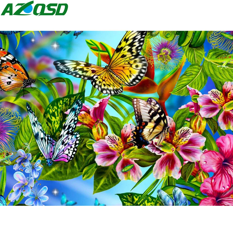 

AZQSD Paint By Numbers For Adults Butterfly Flower Animal Oil Painting For Home Wall Art Personalized Gift Handmade 40x50cm