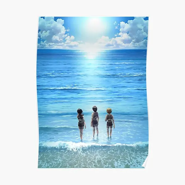 

Eren Mikasa And Armin By The Sea Snk Poster Mural Vintage Print Art Home Picture Room Funny Decor Decoration Modern No Frame