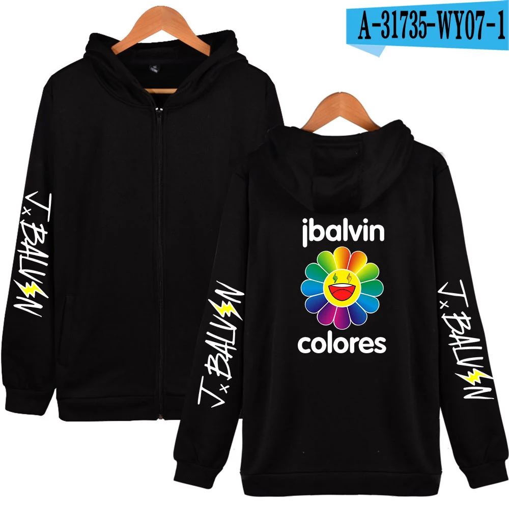 

Толстовка J BALVIN на молнии для мужчин и женщин, свитшот с капюшоном, модная одежда в стиле оверсайз, Осень-зима, цвет альбома