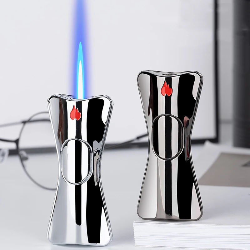 

New Metal Bowknot Pattern Windproof Plus Butane Gas Lighter Press Ignition Personalized Creative Luminous Arc Lighter Men's Gift
