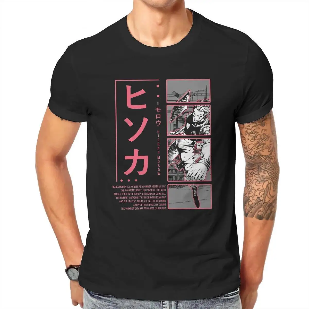 

Hisoka Morow T Shirts Men 100% Cotton Novelty T-Shirt Crew Neck Hunter X Hunter Anime Tee Shirt Short Sleeve Clothes Printed