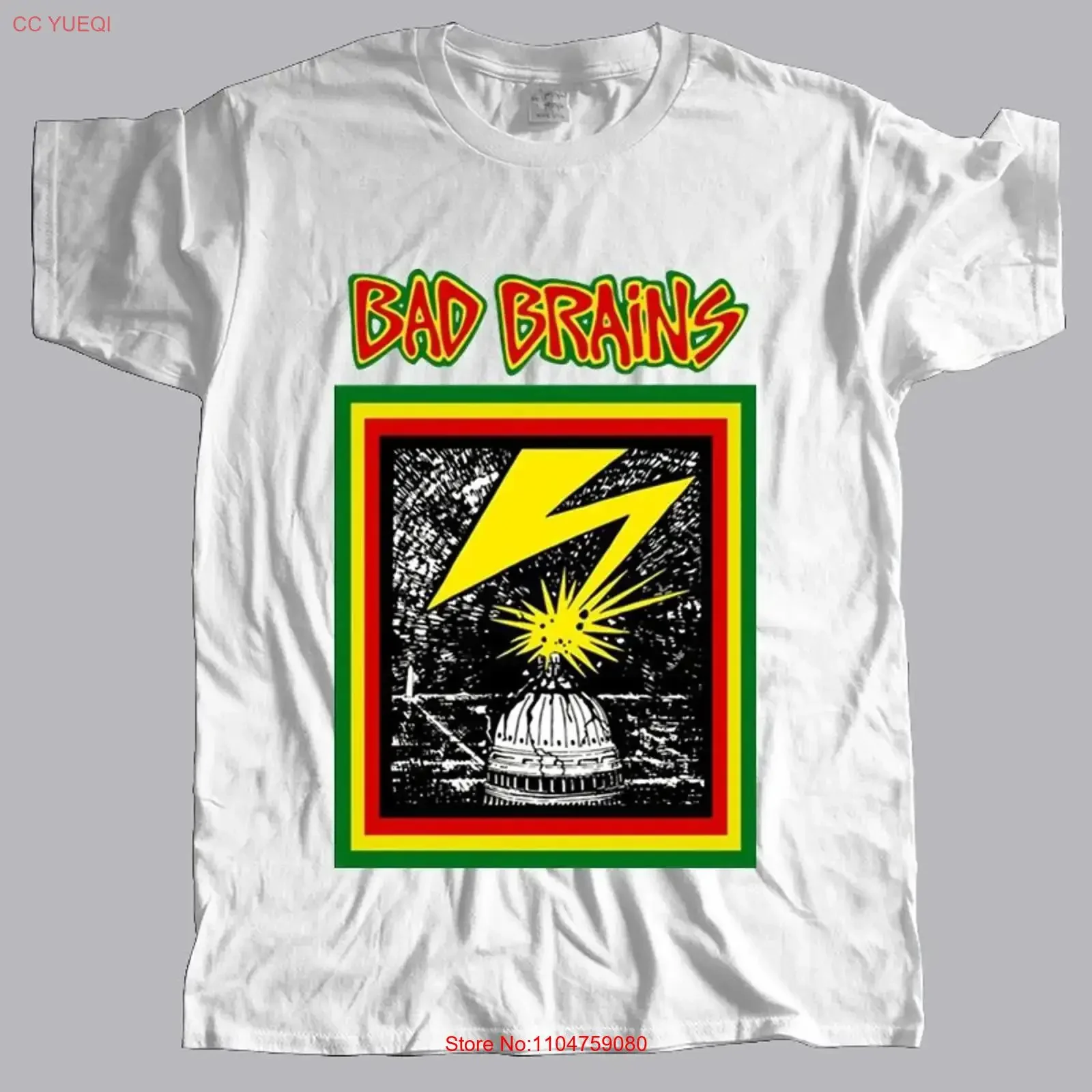 Фото Футболка BAD BRAINS в стиле панк-хардкор 1980-х годов, размеры M-3XL, винтажная, с эффектом потертости, стильная, удобная, модная, дышащая, эластичная, универсальная. №1