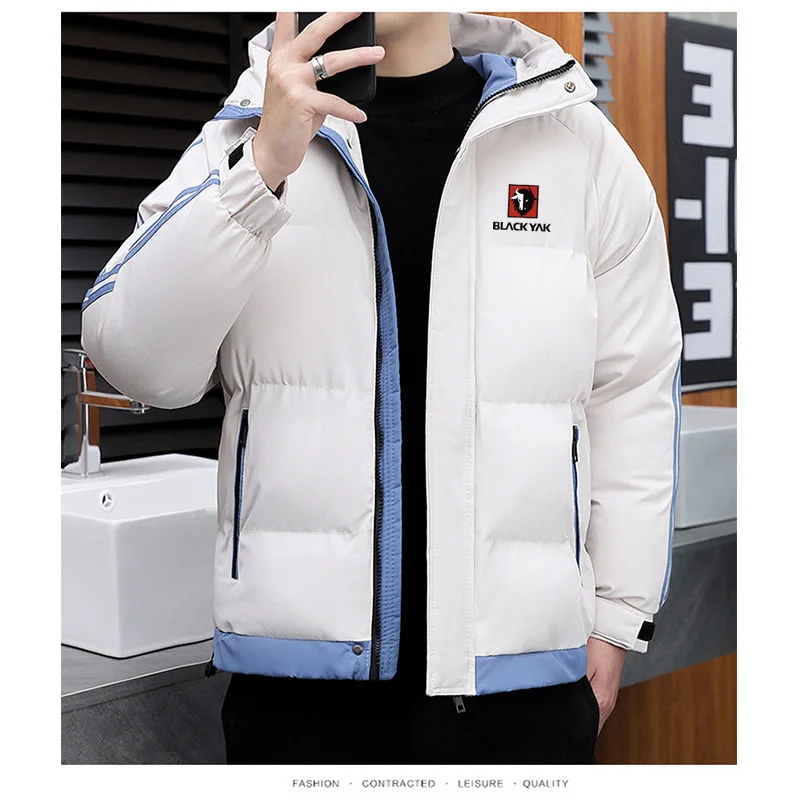 BLACKYAK Men Jacket Parka Print Men Winter Oversize Windbreaker Streetwear Harajuku Padded Jacket Coat Warm Outwear Hipster