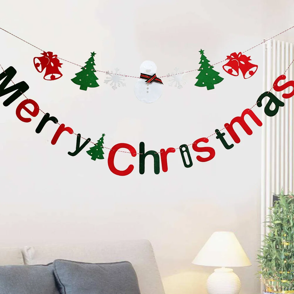 

1PC Ornaments Banner Merry Christmas Hanging Colorful Snowman Flag for Christmas Day Party Decoration