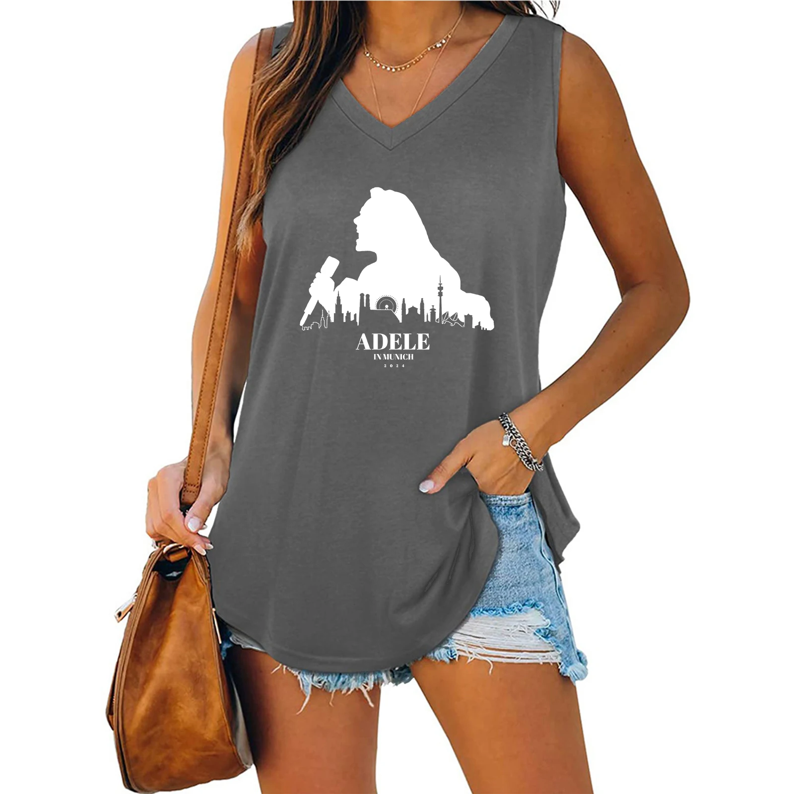 Женский топ с V-образным вырезом Adele Свободный Топ большого размера рукавами в