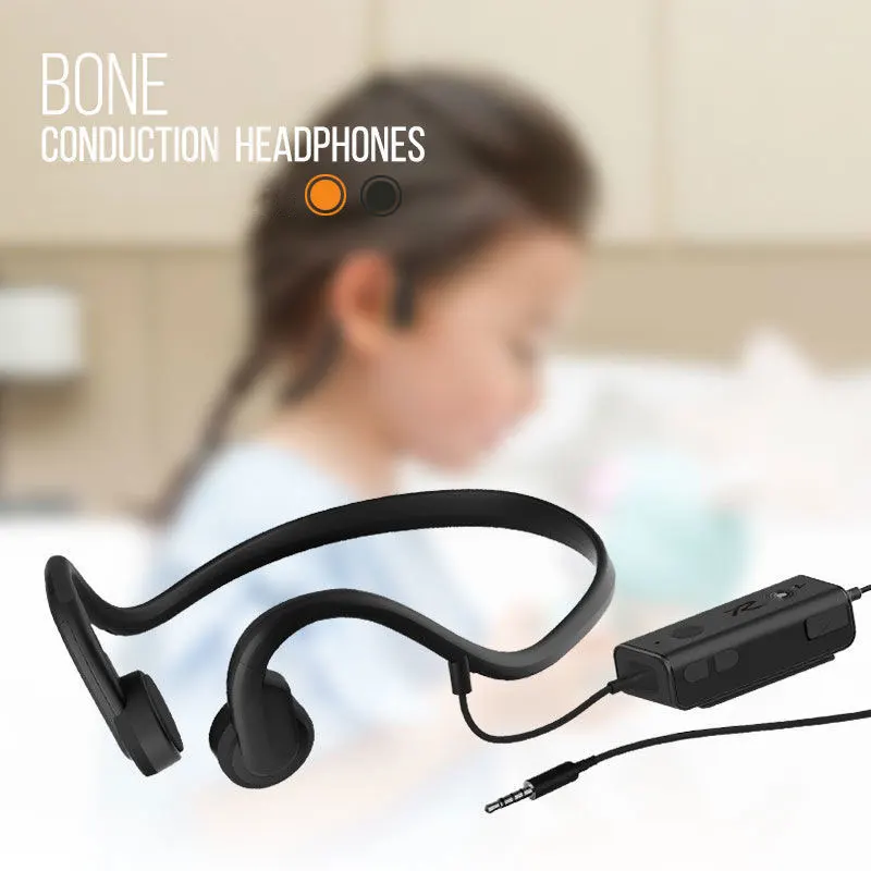 

3.5mm Wired Bone Conductor Headphones Kids Open Ear Head set with Mic Noice Reduction Ultra Comfort Wear Non in-Ear Sport Earbud