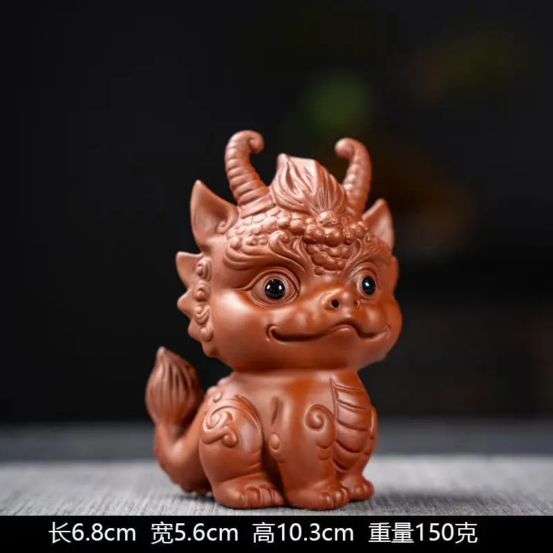 Миниатюрная статуя дракона из фиолетовой глины