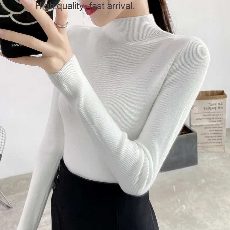 

Осенне-весенний и Новый универсальный свитер с высоким воротником облегающая женская осенне-зимняя внутренняя одежда Топ в западном стиле