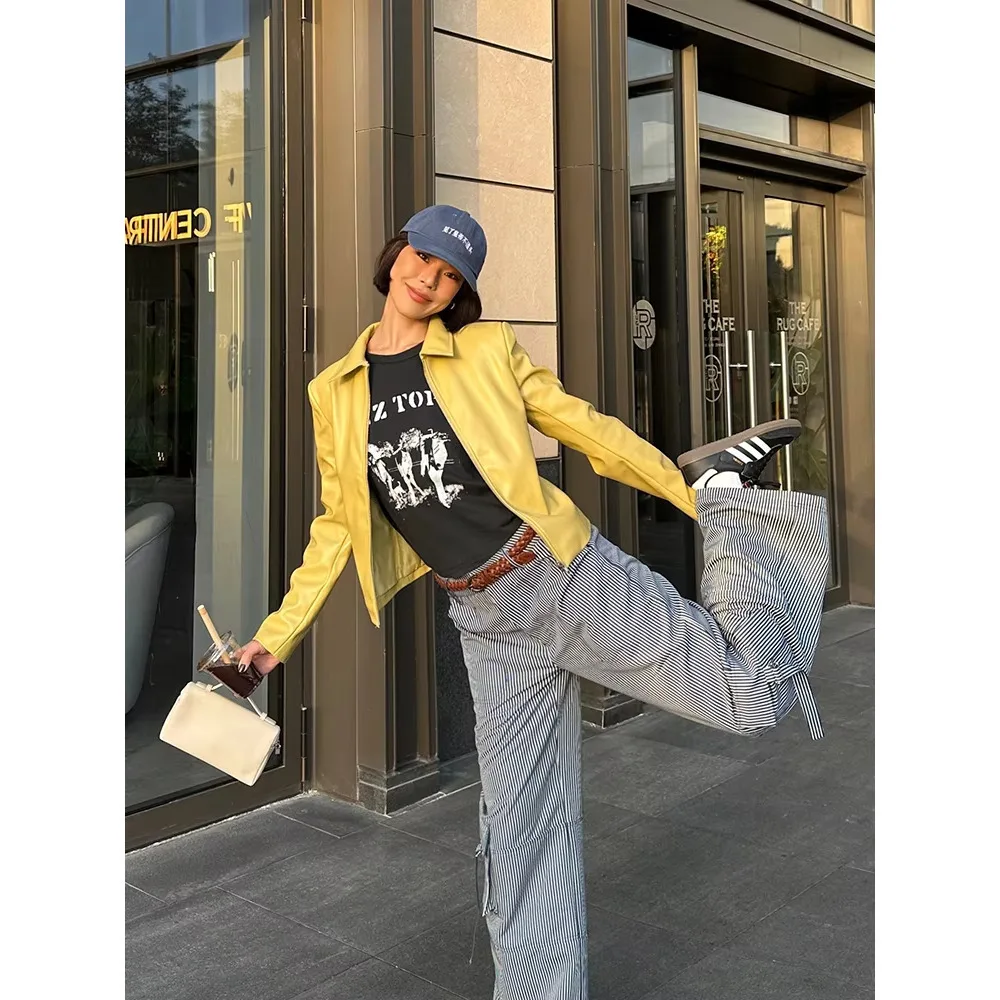 Новая стильная Имбирно-желтая короткая куртка VanessaLab для женщин осенняя из