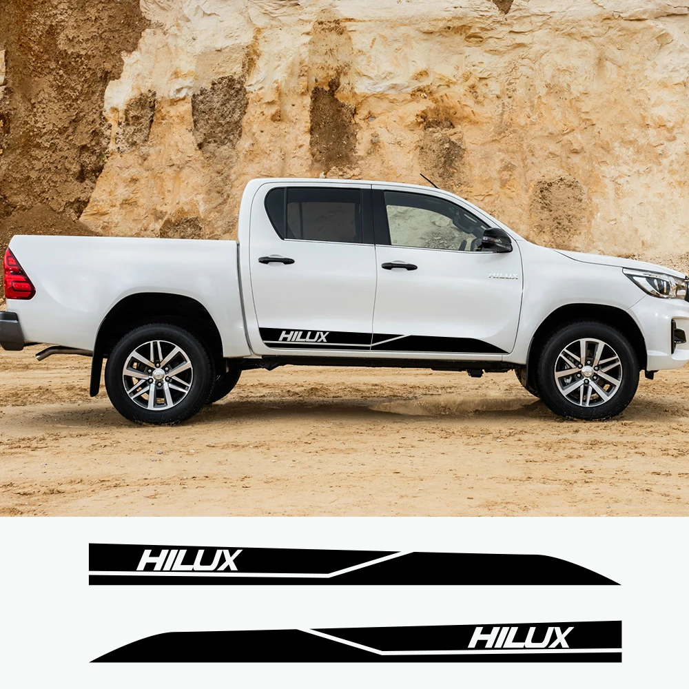 

2Pcs New Truck Vinyl Film Car Door Side Stickers for Pickup Toyota Hilux Revo Vigo Auto DIY Decal for Sport Off-road Vehicle