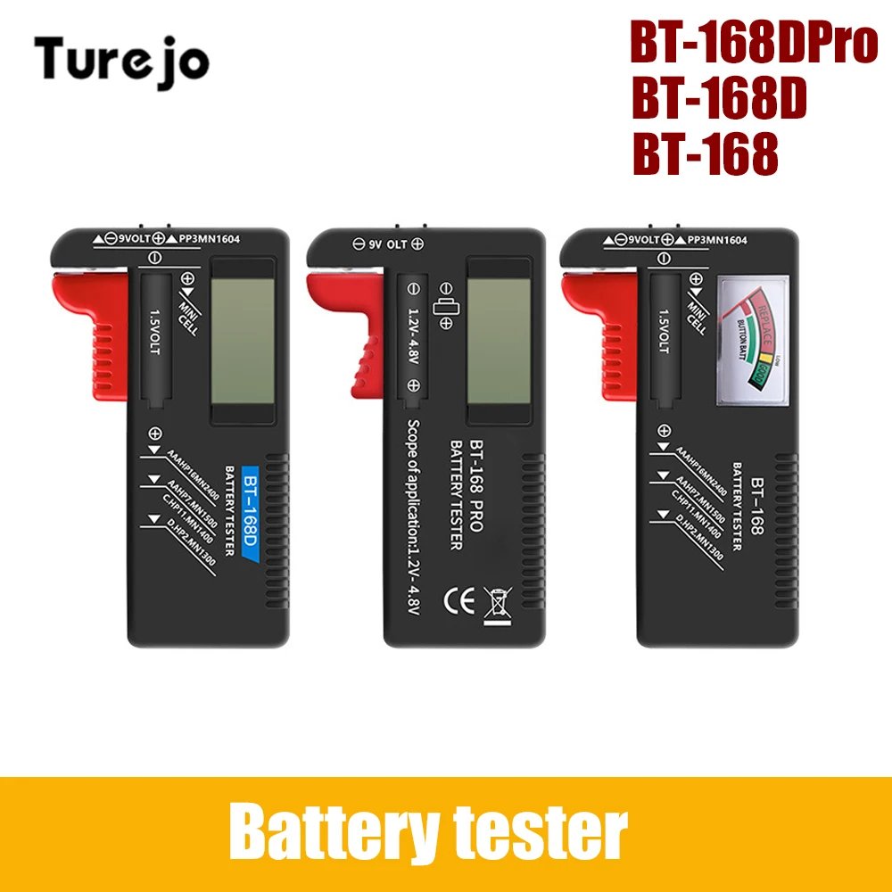 

Universal Battery Tester Capacity Volt Checker For AA AAA C D 9V BT-168(Indicating Needle) BT-168D(Digital) BT-168DPro(Digital)