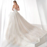 darla v neck wedding dress backless princess exquisite tulle bridal gown sleeveless tiered beading criss cross robe de mari%c3%a9e