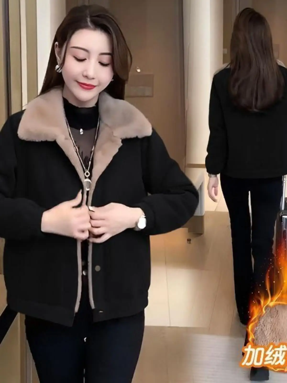 Small Fleece-lined Younger Western Sle Women Short 2024 Winter New Versitile Fashion Slimming Thickened Cotton-Padded Coat ...