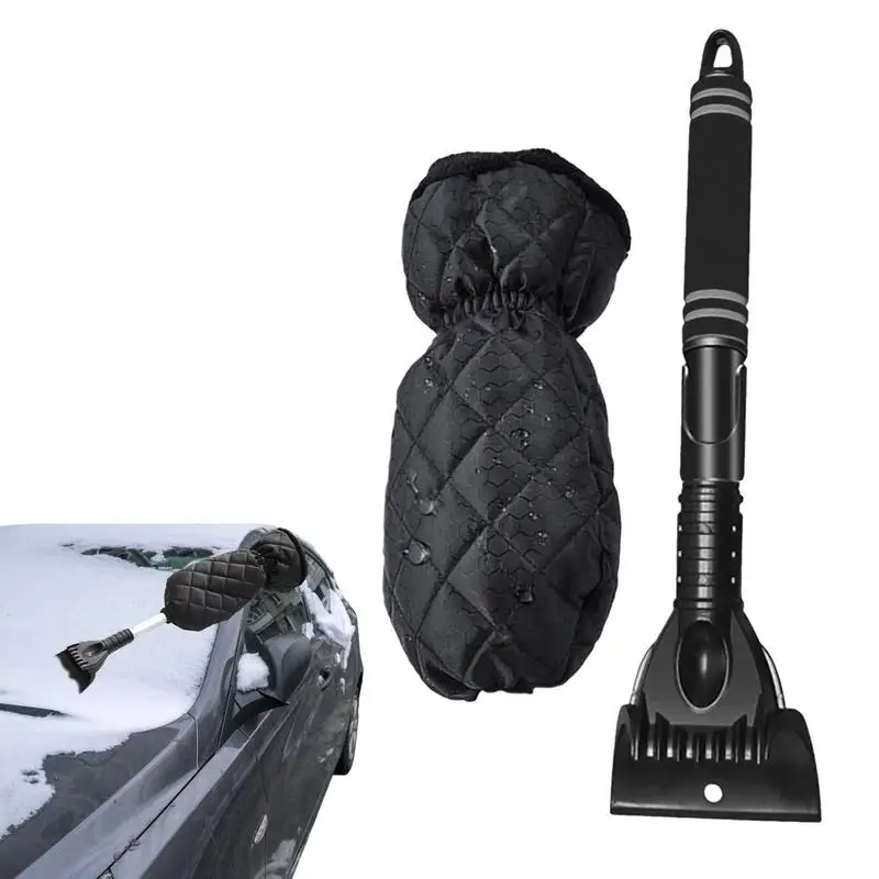

Ice Scraper And Brush Aluminum Alloy Telescopic Ice Removal Scraper With Gloves Car Deicing Accessories For Rear Window Car Roof