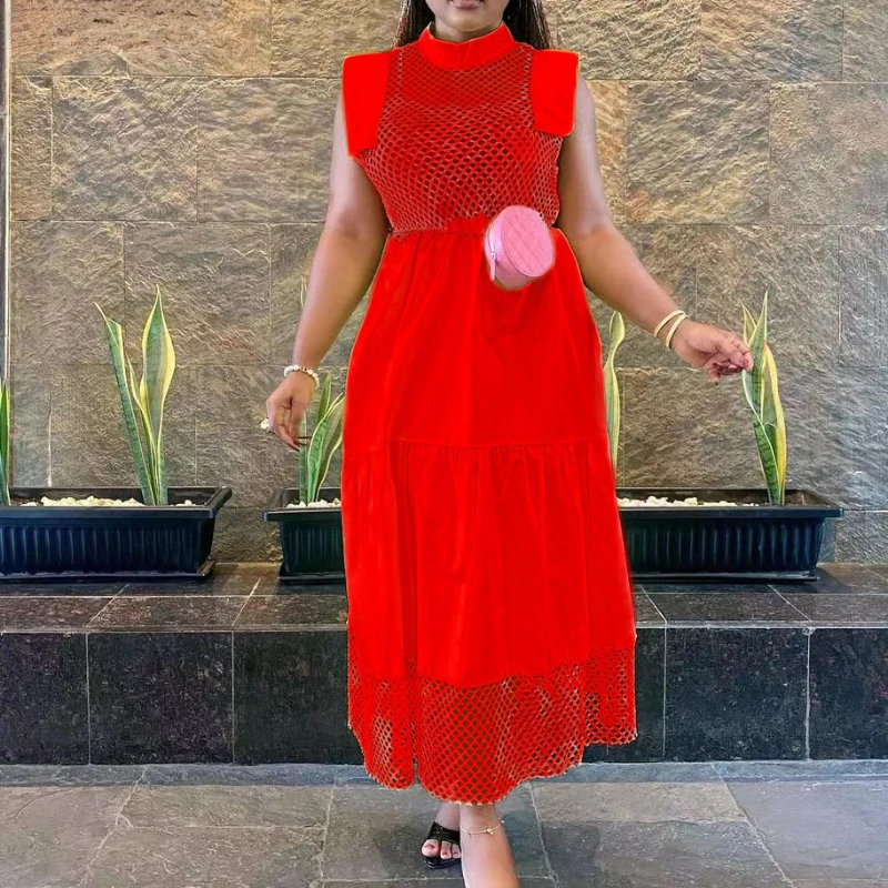 

Женское ажурное платье на бретелях, длинное прозрачное платье без рукавов, пляжный праздничный сарафан, лето 2022