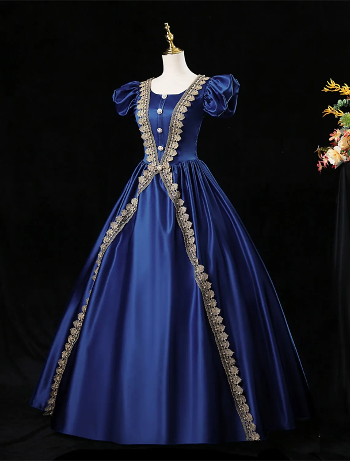 

Pure Color Vintage Quinceanera Dress for Women 2022 Halloween Short Sleeve Jewel Neck Floor Length Debutante Sweet 16 Ball Gown