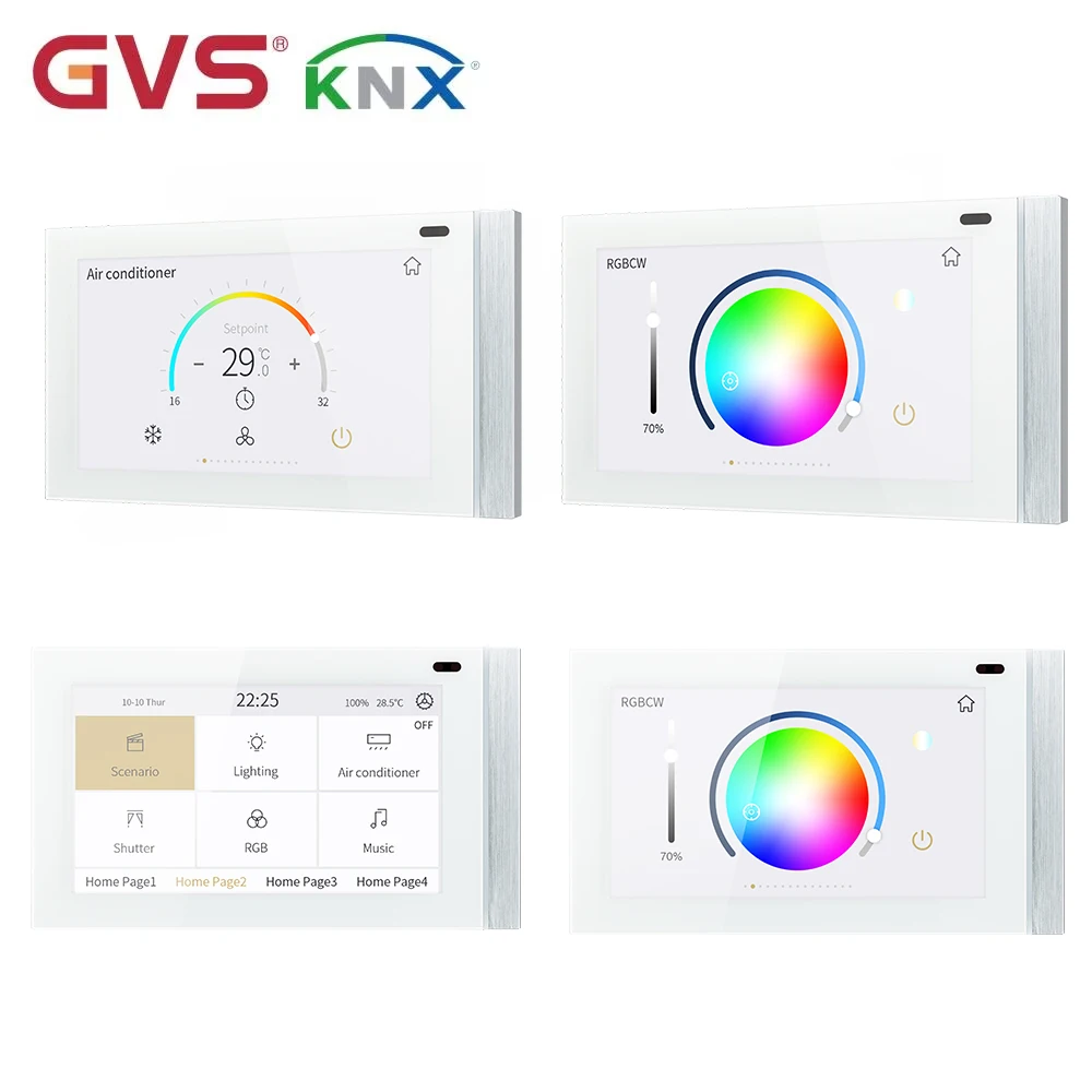 Фото Центральная панель управления KNX с 5-дюймовым IPS-экраном, интеллектуальная система управления домом и зданиями, умный настенный выключатель №2