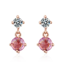 fashion trend double cubic zircon earrings exquisite sweet lovely rose gold round earrings jewelry