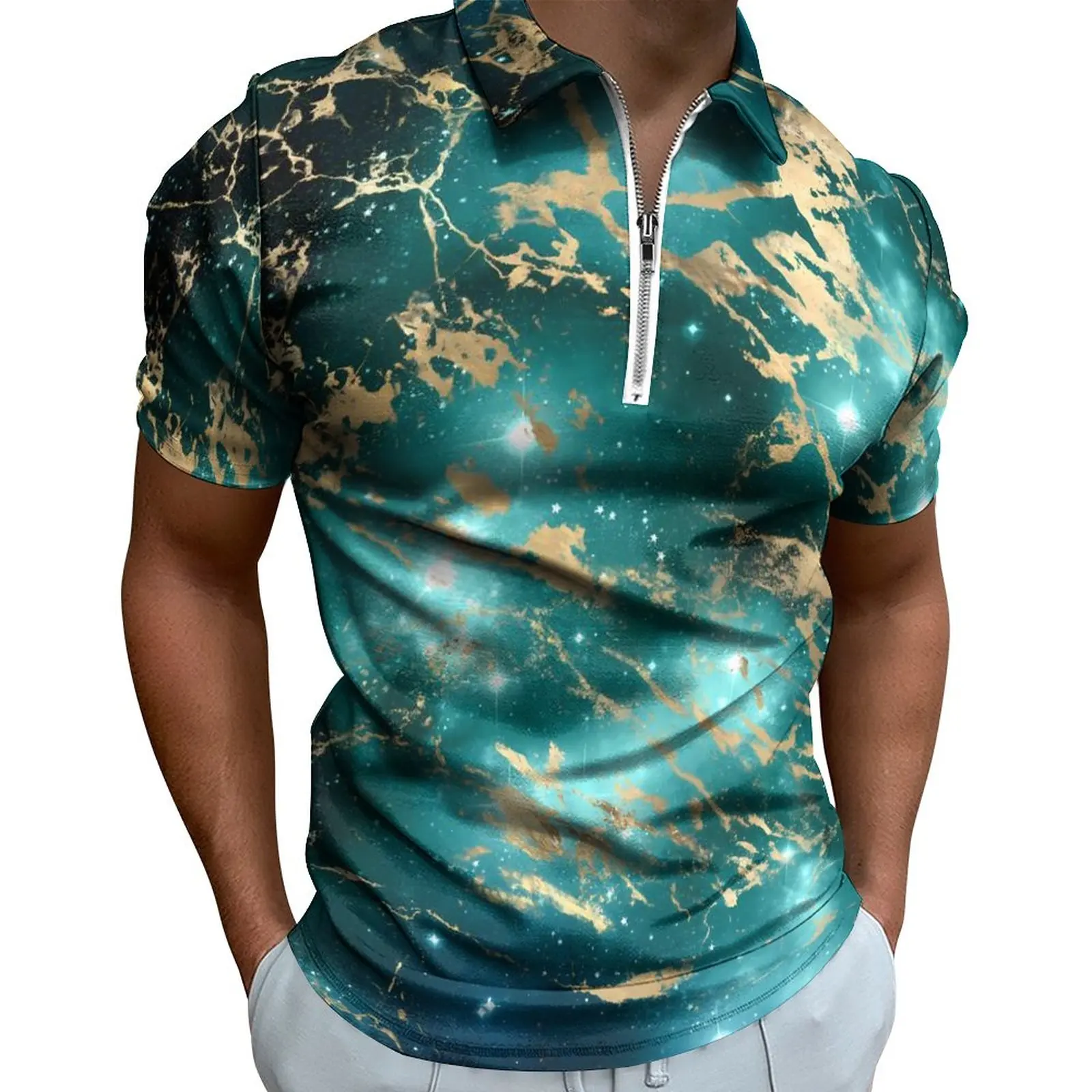 

Space Marble Casual T-Shirts Starry Night Golden Polo Shirts Fashion Shirt Daily Short-Sleeved Design Tops 4XL 5XL 6XL