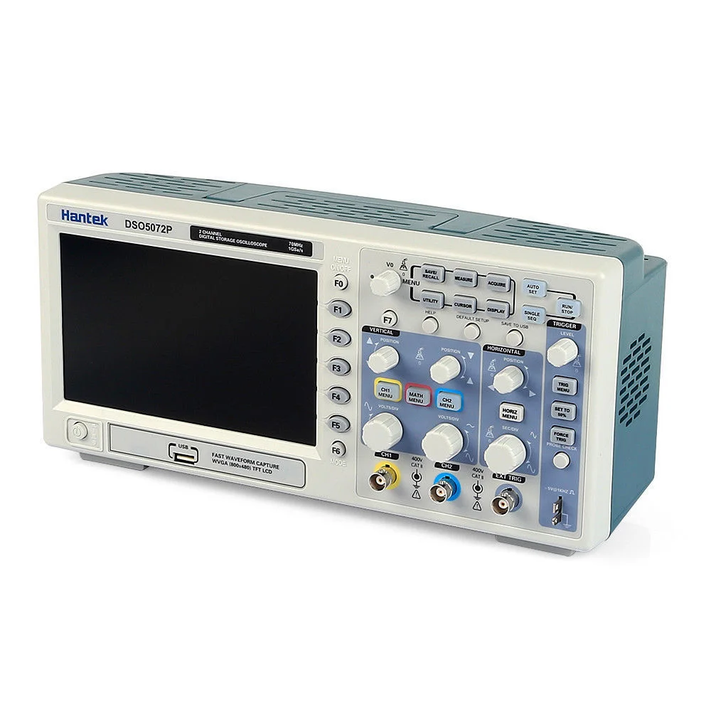 

Hantek Portable Digital Oscilloscope DSO5072P 70MHz 1GSa/s 7.0 inch WVGA(800x480) d Length 24K USB 7" TFT Signal Waveform Real