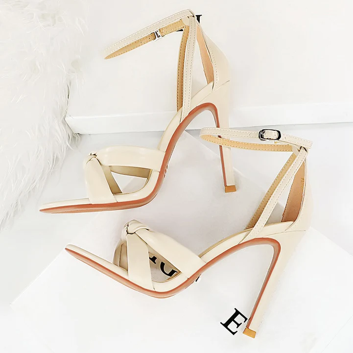 

New Summer Women 11cm High Heels Leather Platform Sandals Stripper Catwalk Nightclub Heels Sexy Sandles Strappy Open Toe Shoes