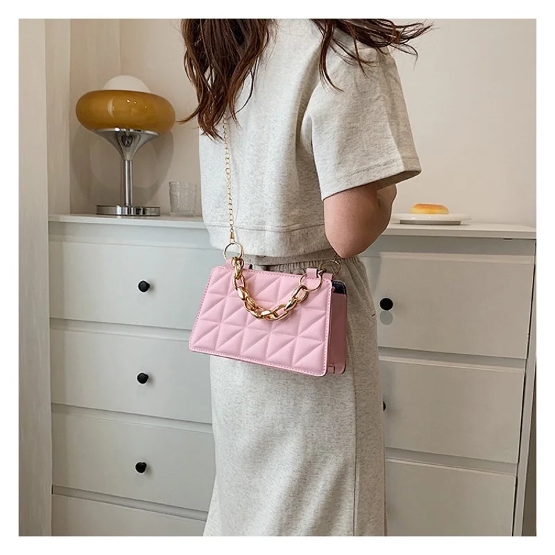 Girl's PU Leather Messenger Ba Woman Solid Color Tote Bag Women's Small Shoulder Bag