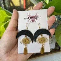 sweet romantic style female water drop pendant sun moon earrings fashion womens metal stud earrings party gift jewelry for her