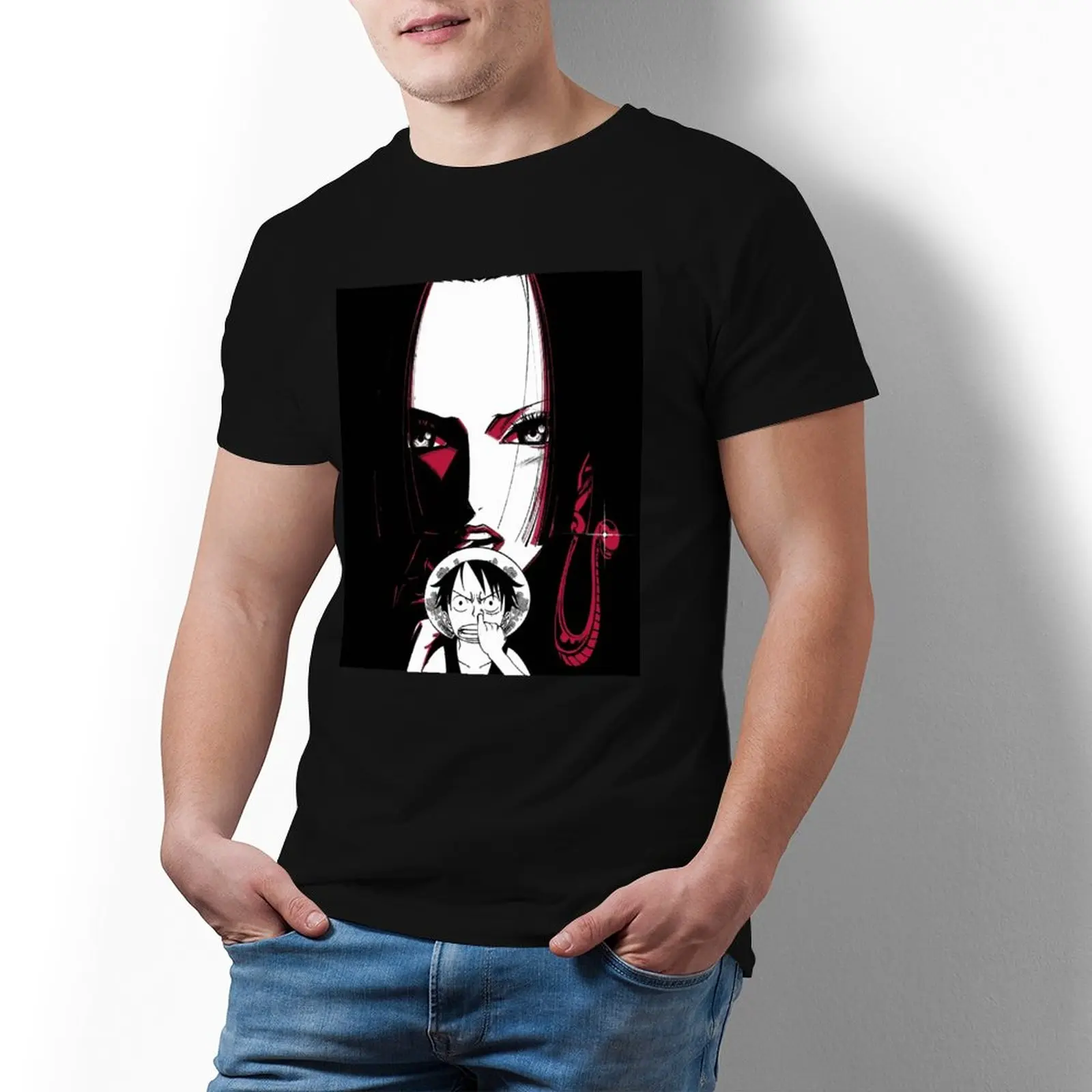 

Bandai One Piece Boa Hancock And Luffy T Shirt Anime Oversized Cute T-Shirt Printed 100 Cotton Tshirt Man