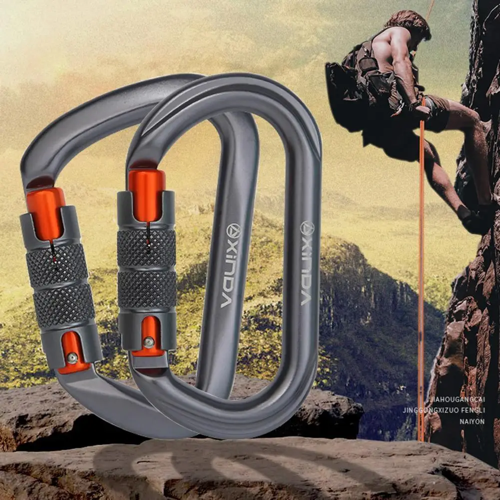 

Climbing Carabiner Anti-oxidation Locking Clips Wear Resistant O-Shape D-Shape Screw Climbing Lock 25KN Mountaineering Buckle