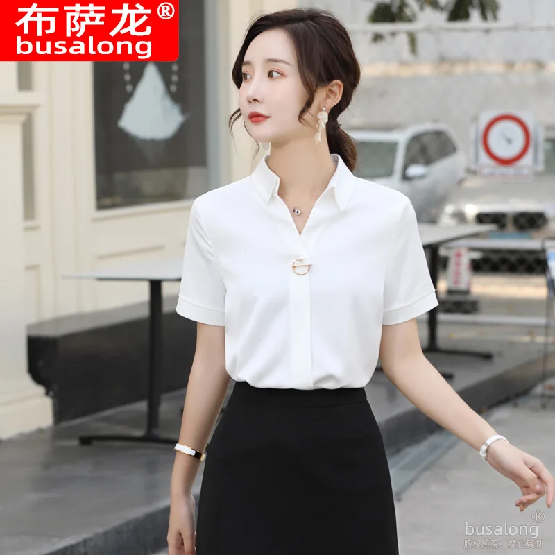 

Summer Short Sleeve Shirt Women's OL Business Suit Slim-Fitting Iron-Free Work Clothes Business Formal Wear Temperament Commute