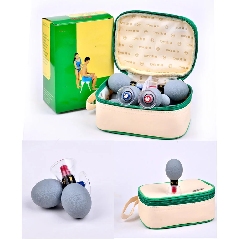

Cupping Set Chinese Vacuum Cellulite Hijama Suction Acupoint Cups Silicone Acupressure Facial Body Fire Pump