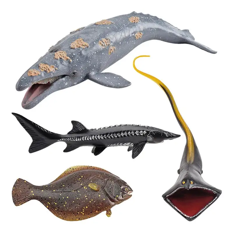 

Ocean Animals Toys Small Figures Underwater Life Creatures Figurines Realistic Under The Sea Creatures Figure 4PCS Family