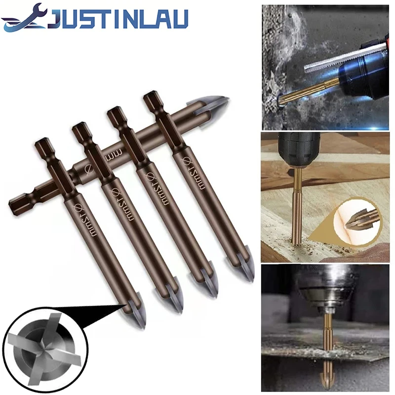 Diameter 3/4/5/6/7/8/10/12mm Glass Drill Bit Alloy Carbide Point with 4 Cutting Edges Tile & Glass Cross Spear Head Drill Bits