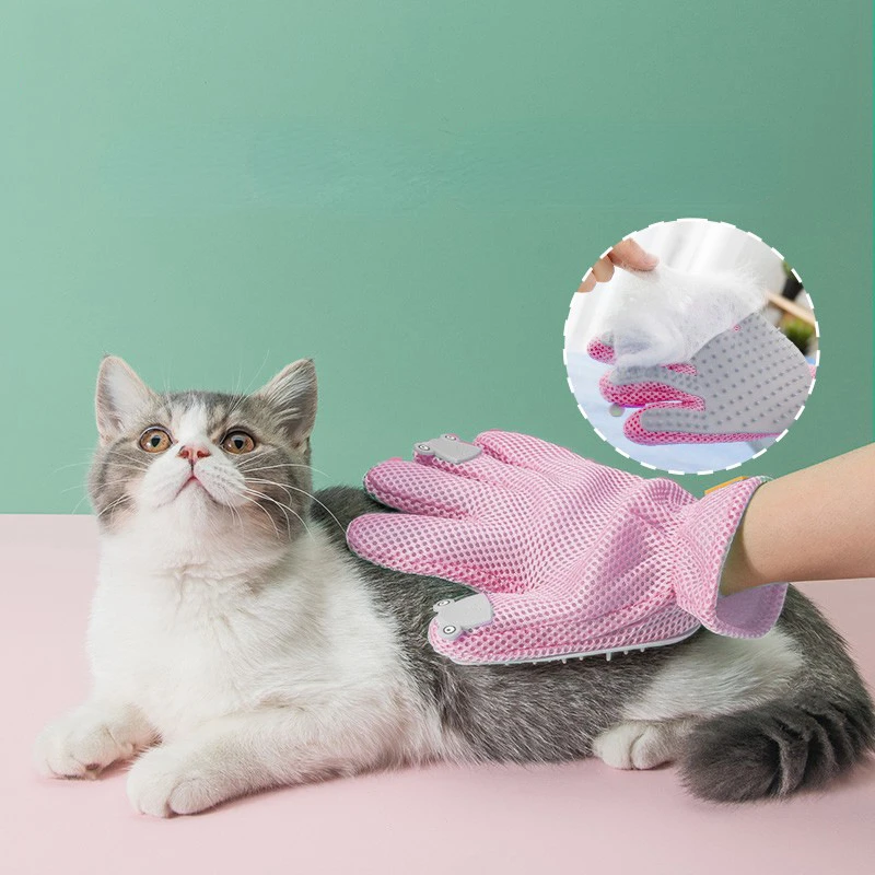 

1Pc Pet Grooming Glove Deshedding Brush Hair Remover Dog Cat Bath Cleaning Gloves