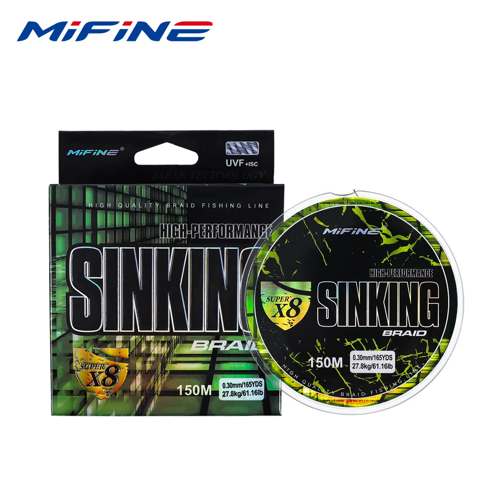 Фото MIFINE SINKING X8 Высокопроизводительная леска 8-прядная оплетка Супер прочная мультифиламентная полиэтиленовая леска Аксессуары для ловли карпа 150 м №1
